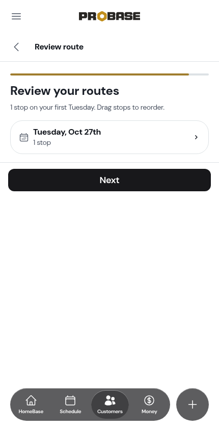 Review your routes, opened on the first booked day