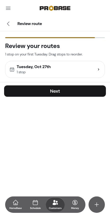 Review your routes, opened on the first booked day