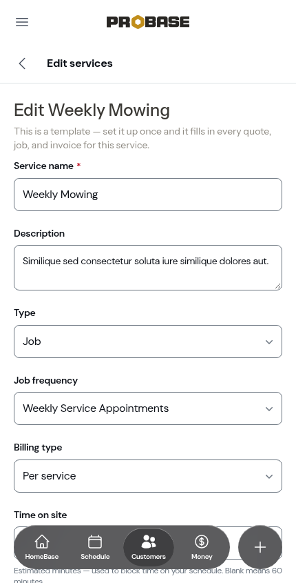 A service's settings during an import