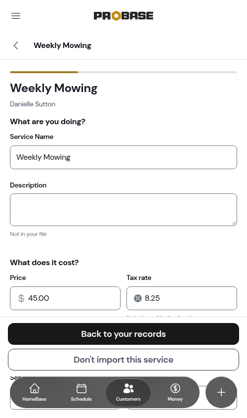 The same service after tapping Looks right