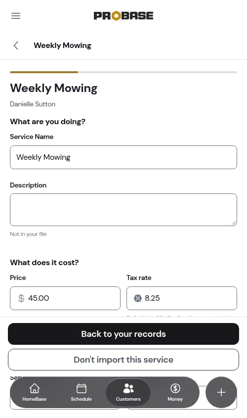 The same service after tapping Looks right