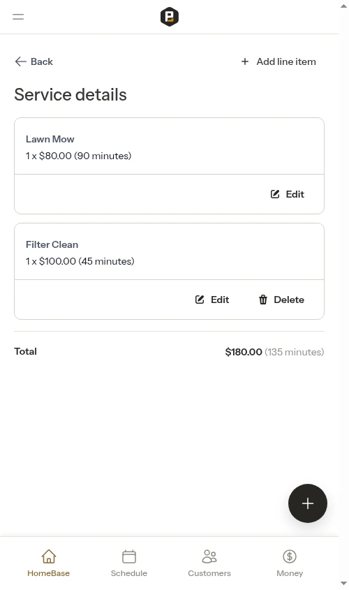 Existing item before edit