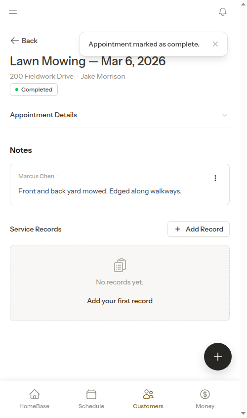 Completed appointment