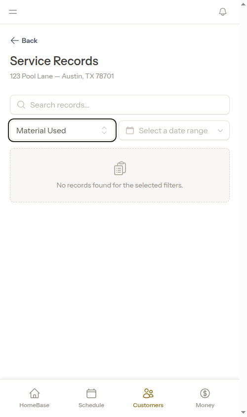 Empty state after filtering