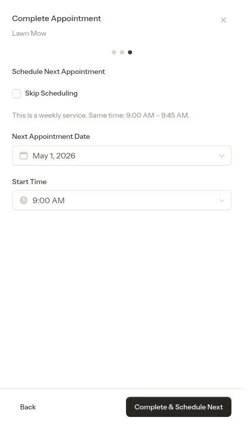 Schedule next step during completion