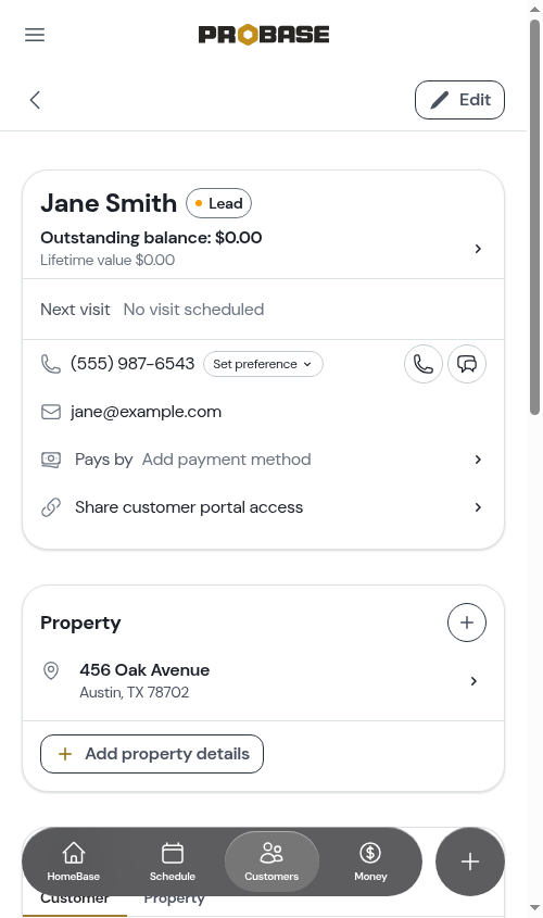Customer page
