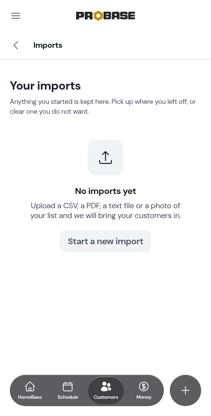 An empty Your imports list