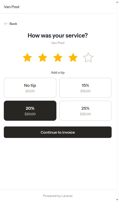 Stars selected on review screen