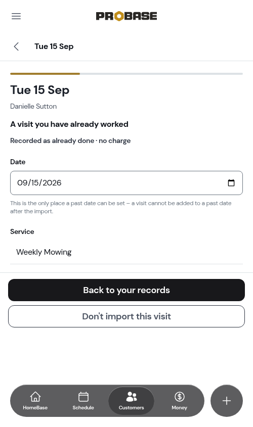 A visit already worked, from the file