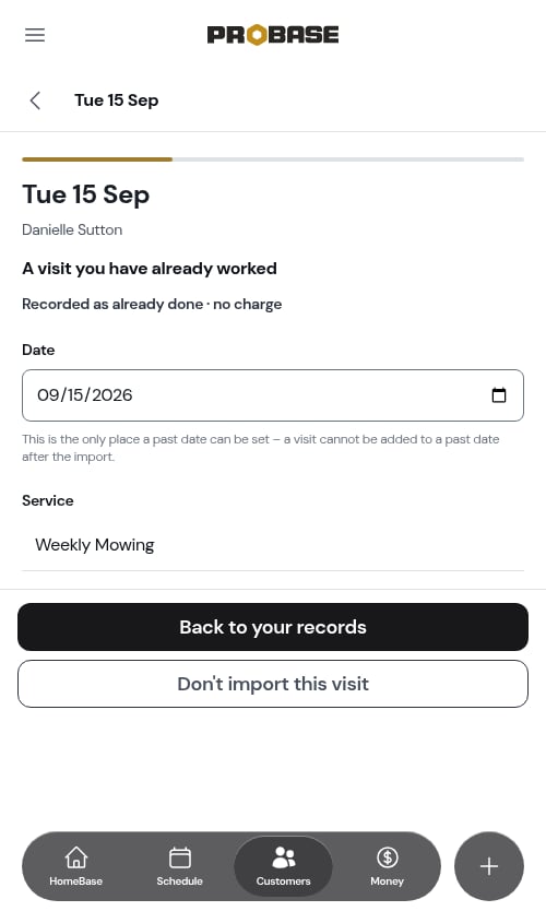 A visit already worked, from the file