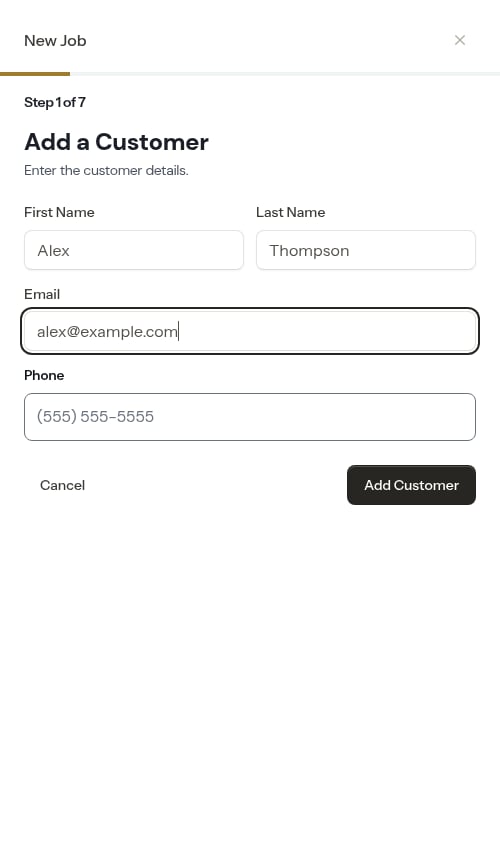 New customer filled