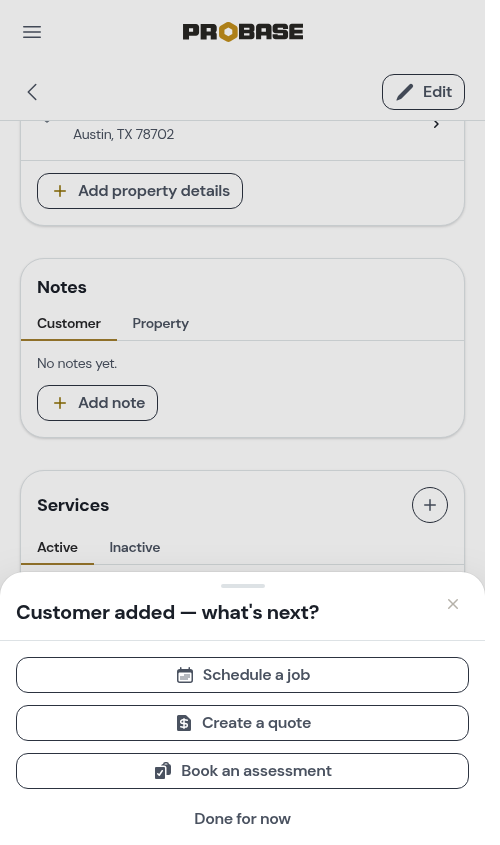 Customer added — what's next?