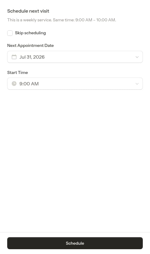 Schedule next visit