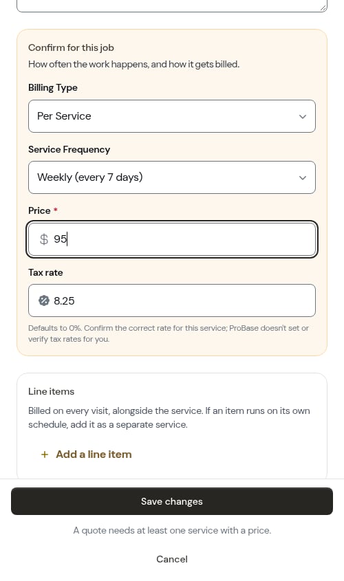 The price updated