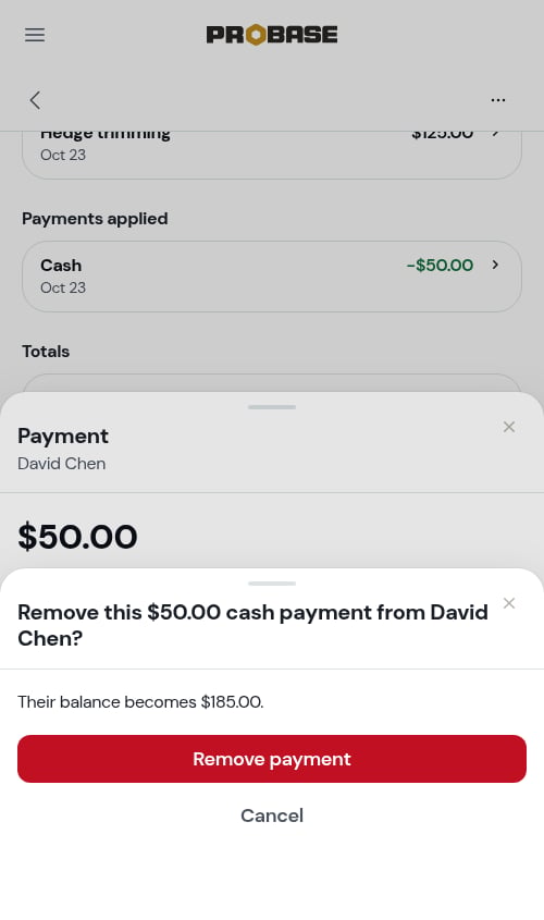 Removing a payment