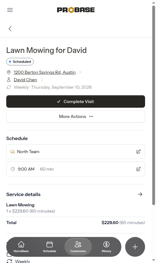 A visit's own page