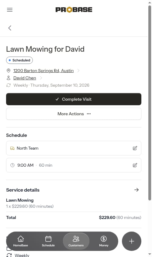 A visit's own page