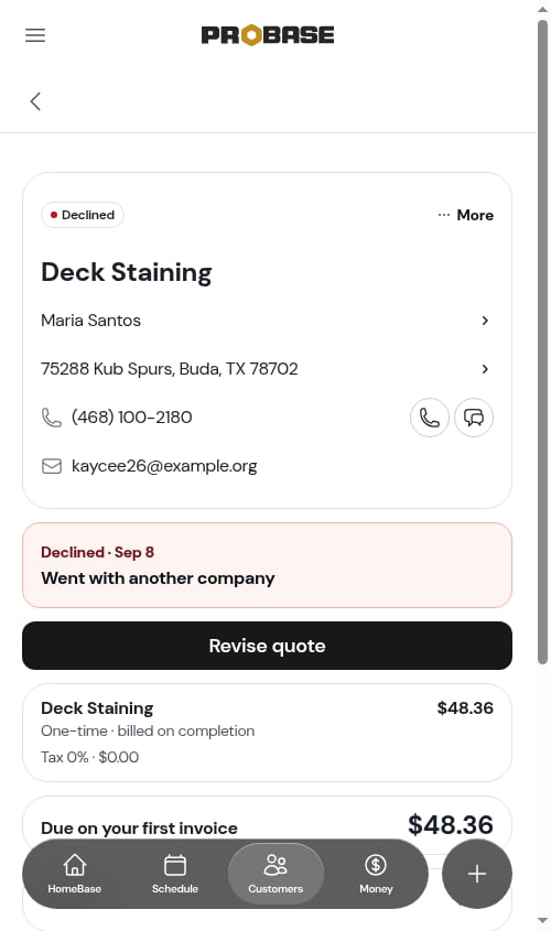 Opening a quote from its row