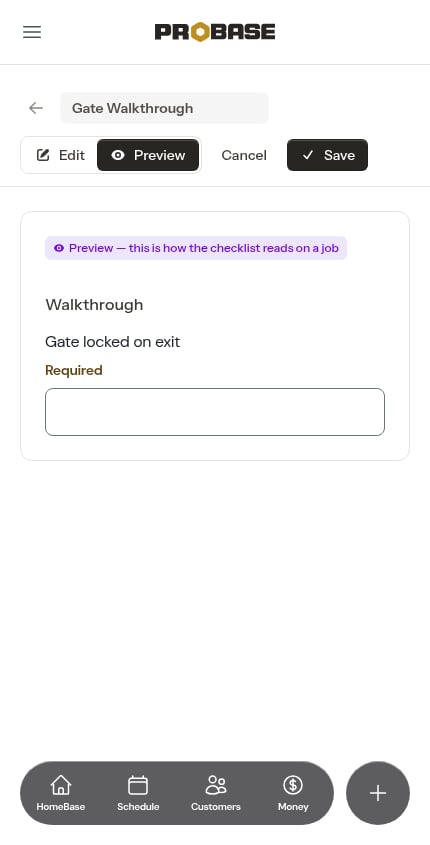 Your own checklist opened on its preview