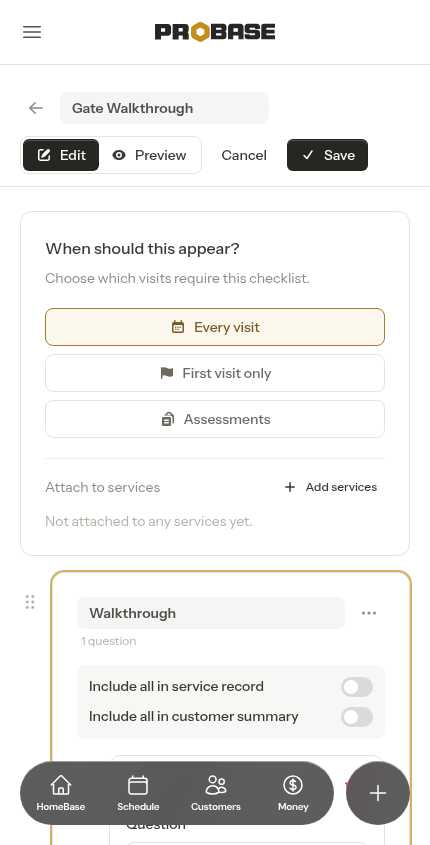 The same checklist switched to Edit