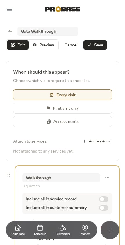 The same checklist switched to Edit