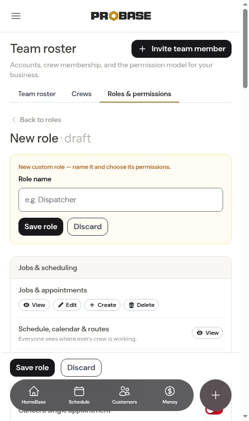 The new-role builder