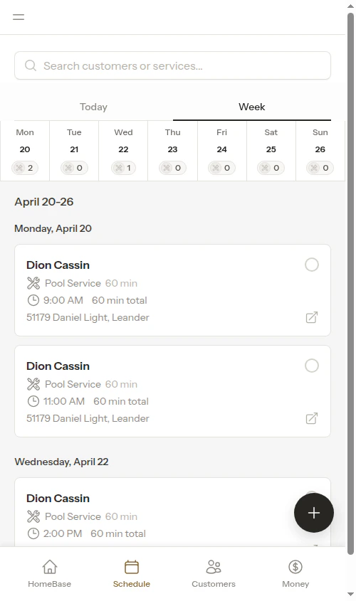 Day selector with counts