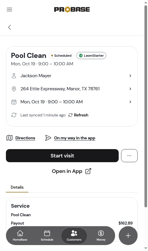 The Last synced line reading 1 minute ago on a marketplace job