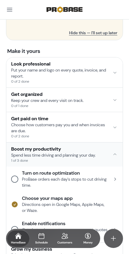 The Enable notifications setup