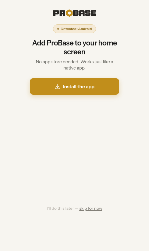 Install step in onboarding