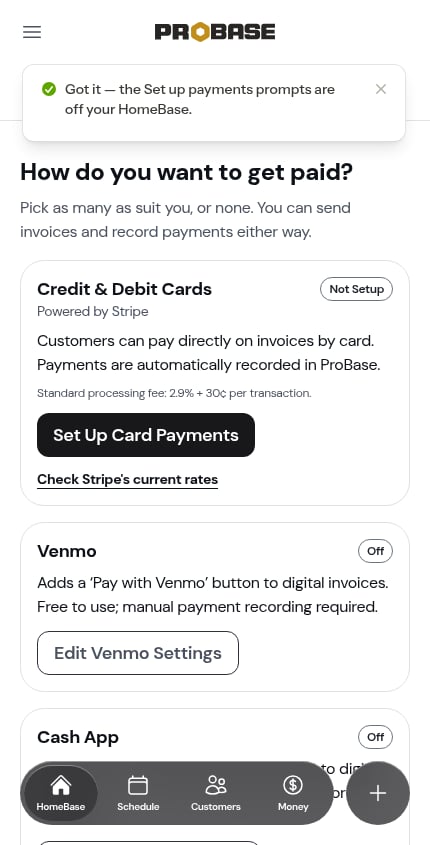 The cash card after choosing it