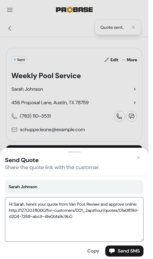 The message composer with the quote link