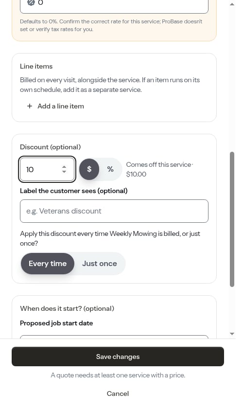 Choosing how often the discount applies