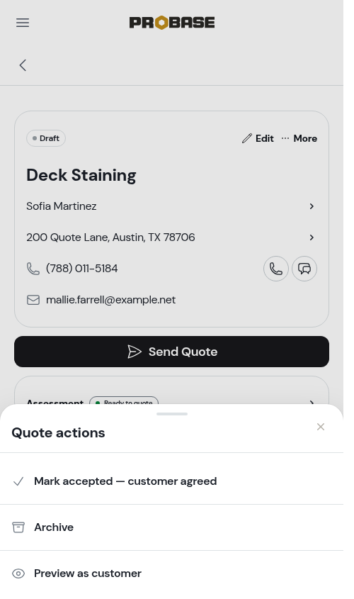 Archiving from the More menu