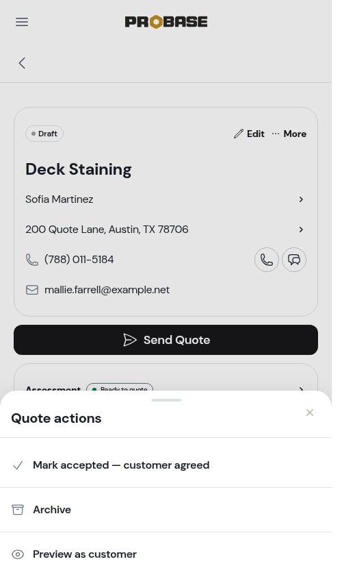 Archiving from the More menu