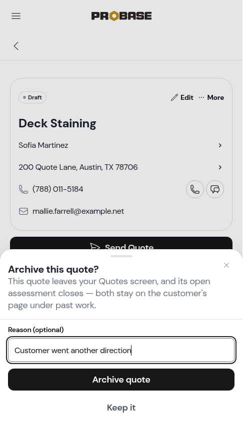 The archive confirmation