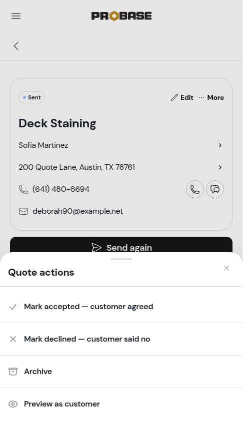 Mark declined in the More menu