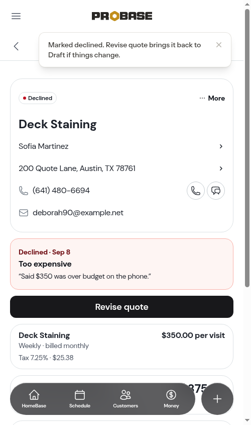 A declined quote