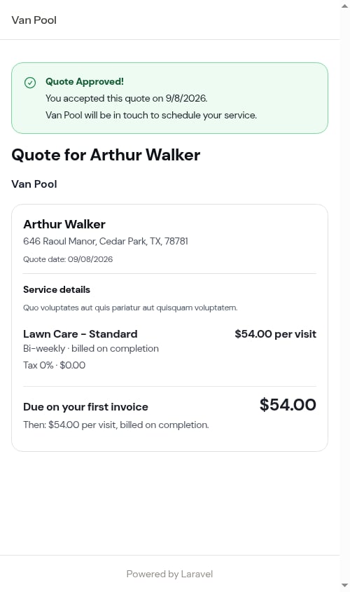 The approved state the customer sees