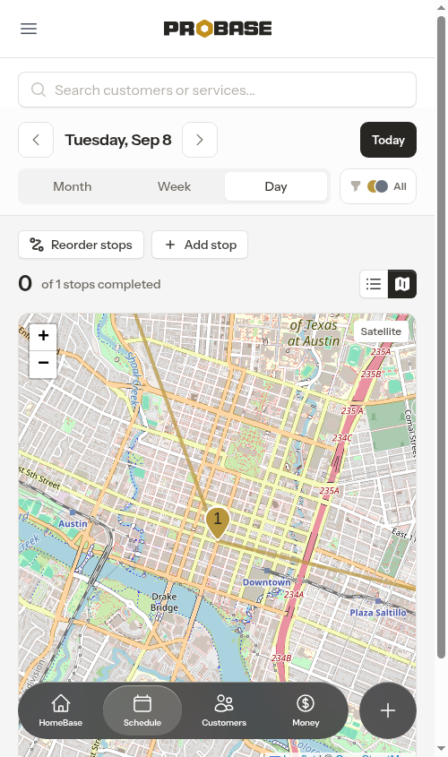 Mobile day view — map