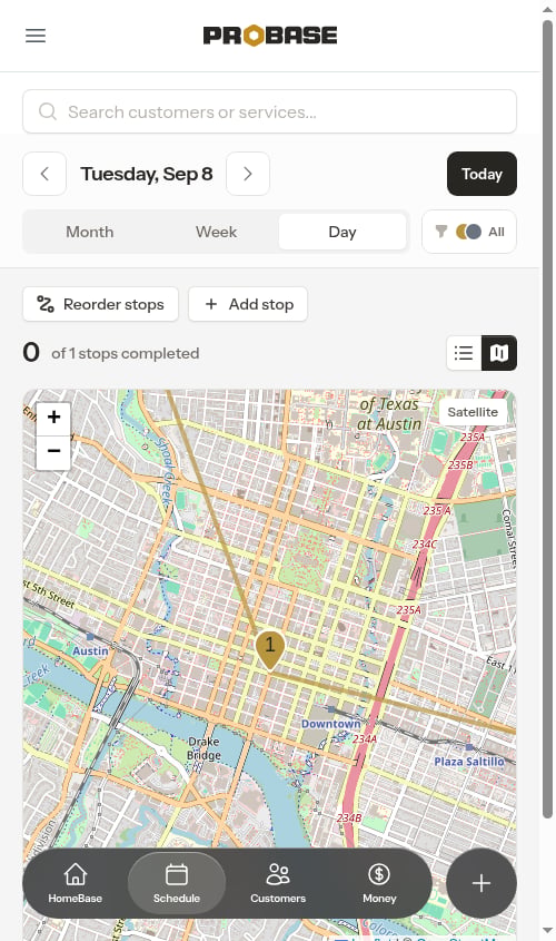 Mobile day view — map