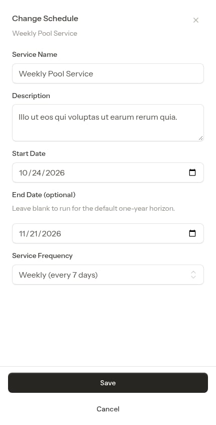 Change schedule modal