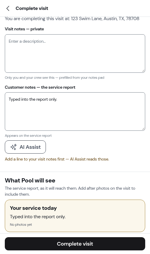 AI Assist asking for a line in your visit notes