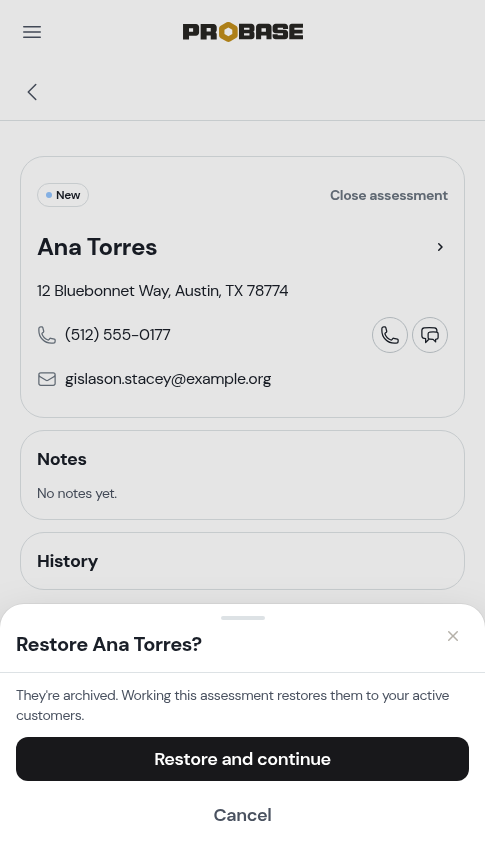 The restore prompt