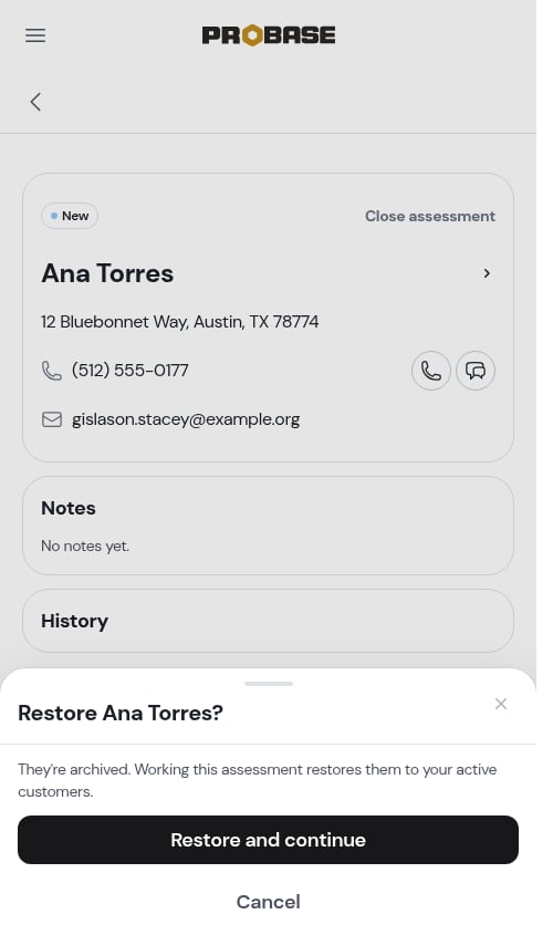 The restore prompt
