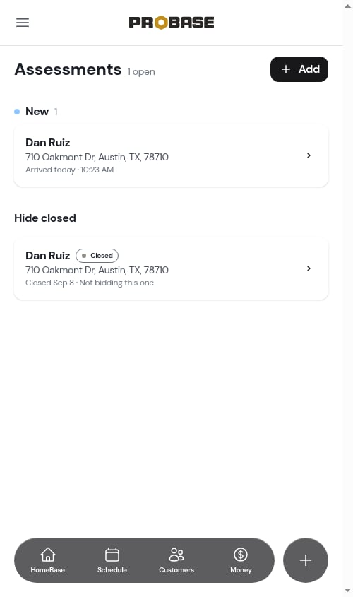 The reason shown on the closed row