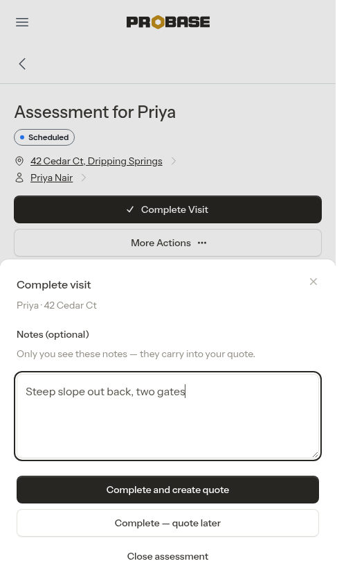The complete-visit sheet