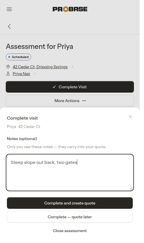 The complete-visit sheet