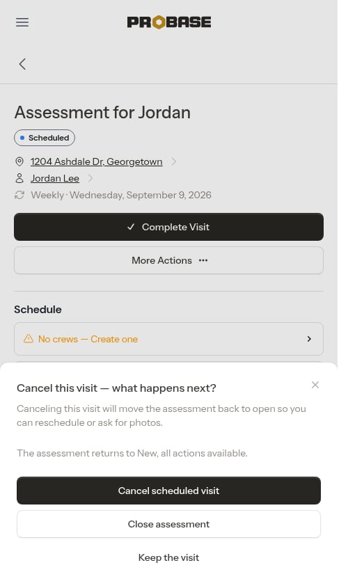 Cancelling a visit
