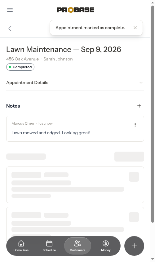 Completed appointment
